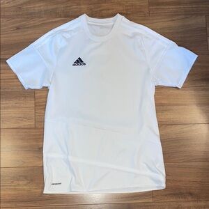 Adidas Men's White Short Sleeve Tee with Black Logo